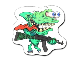 Green Shark Shooter sticker